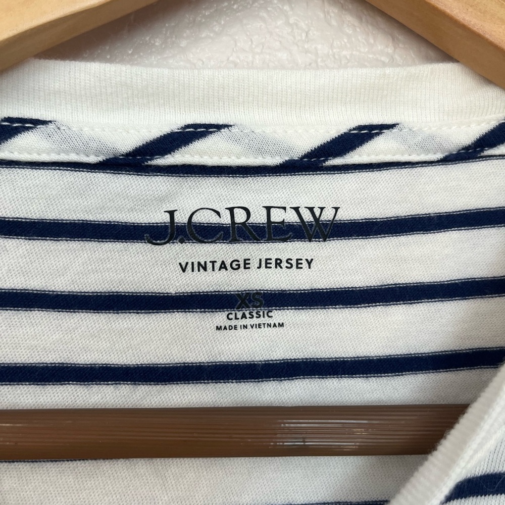 J. Crew Vintage Jersey Classic-Fit Crewneck T-shirt Stripe Navy White XS Cotton - Picture 5 of 10